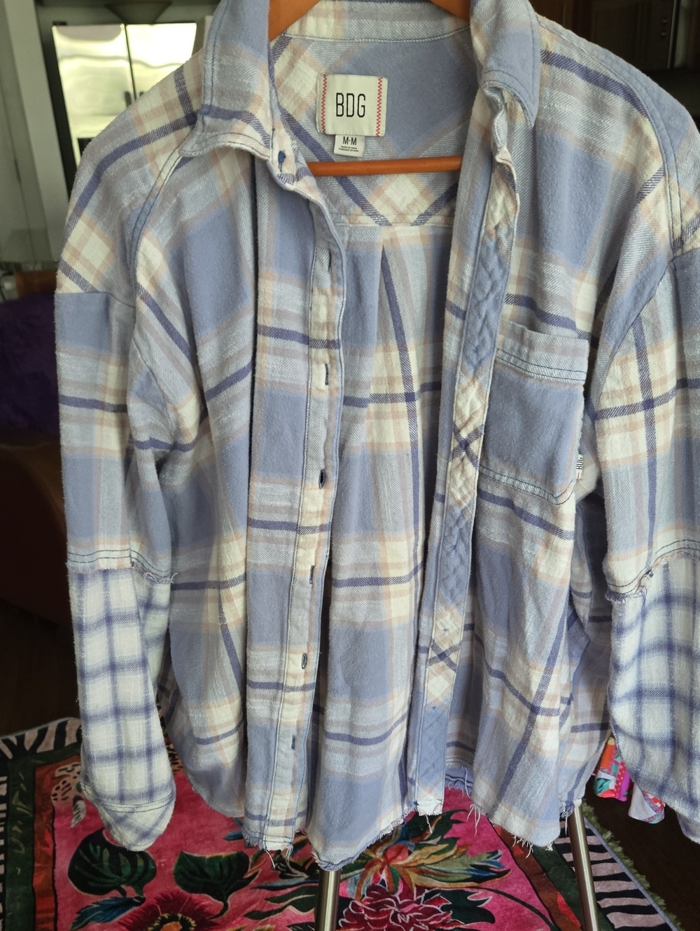 BDG  Lavender Blue Plaid Button-Up Shirt. Very Free People Vibe